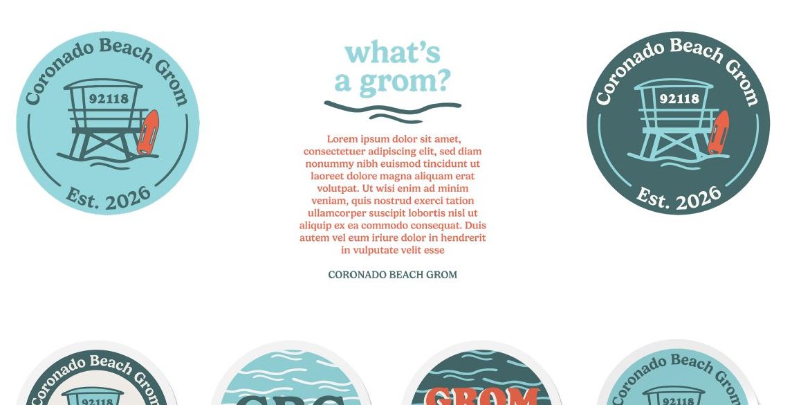 Coronado Beach Grom sticker set